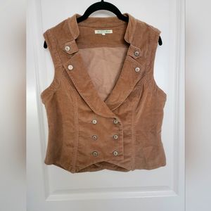 Fashion Blvd corduroy double breast vest top, sz. Med, khaki color